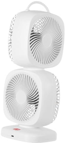 FLCPJGV Ventilador de Mesa Recargable con Doble Capa, Rotación de 350° para Uso en Dormitorio Y Oficina, Blanco
