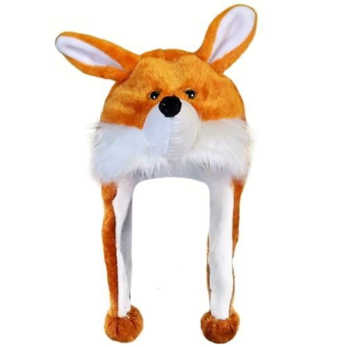 Naichuo Plush Animal Hat with Ear Flaps, Cozy Novelty Party Cap for for Kids Teens Adults Halloween Christmas