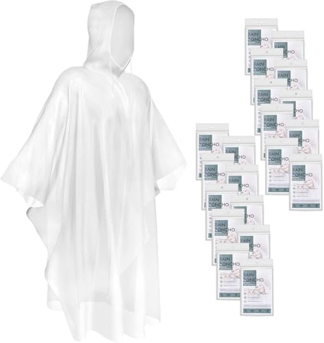 Okydoky 2 Pack Disposable Rain Ponchos, Rain Poncho with Hood for Adults, Waterproof Emergency Raincoats For Festivals, Outdoor, Camping(YP-2P)