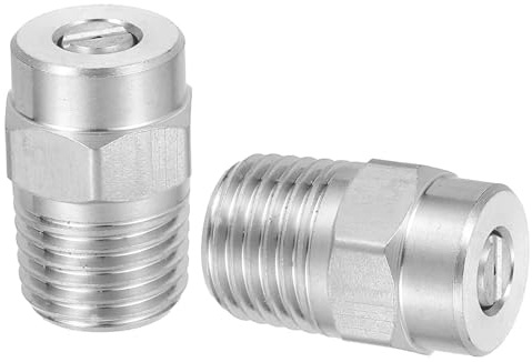 sourcing map Lot de 2 buses de nettoyeur haute pression, embouts filetés en acier inoxydable, remplacement universel pour nettoyeur de châssis à eau, 1/4 NPT mâle, orifice 15 degrés 035