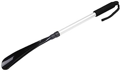 Veemoon Chausse-pied Télescopique Noir en Pp et Tube en Aluminium, Pratique et Réglable pour Maison, Soulage le Mal de Dos des Personnes Âgées