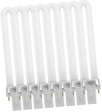CALLARON Tubo de Lámpara de Uñas 9w de Vidrio Blanco para Máquina de Manicura, Paquete de 8 Unidades, Compatible Gel Extendido y Pegamento Led, Adecuado para Salones Profesionales y Uso