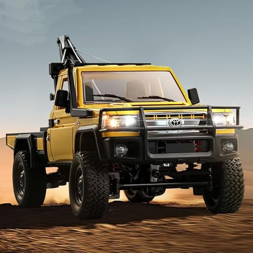 ARRIS 1/12 RC Crawler Off Road Car – MN82T 4WD Rock Climbing Truck with Remote Control Crane Hook, LED Lights, 2 Speed 2.4GHz Full Proportional RC Rock Crawler for Adults Gift