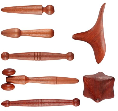 7 Stück Triggerpunkt Drücker Massagegerät Holz, Fußmassagestab Akupressurstift, Triggerdinger, Faszienstab Massage Stab, Massagestäbchen Muskel für Entspannung Rücken Nacken Schultern Arme