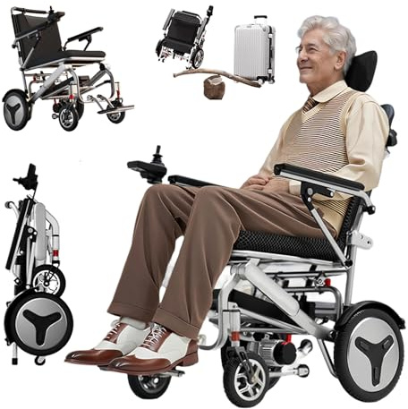 ZQHQKJ Elektrischer Rollstuhl Faltbar Leicht für Senioren, Tragfähigkeit150 kg, 400W Motor, Lithium-Akku, Reichweite 12-50 km, elektro rollstuhl, mit fernbedienung, Ideal für Reisen und Wohnung,12Ah