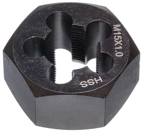 QUARKZMAN Sechskant-Schneideisen M15x1, Rechtshänder Gewindeschneideisen, Schwarz