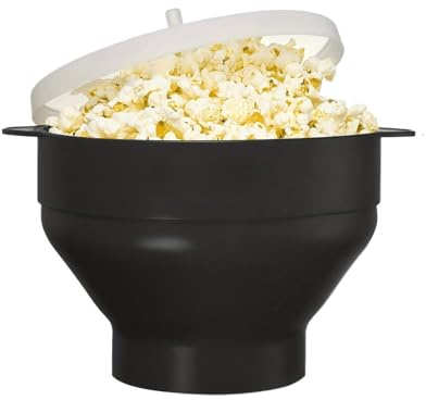 Microwave Popcorn Maker-3L Large Capacity,Foldable Silicone Bowl,Dishwasher Safe(Black)