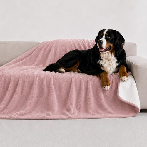 Twinzen Plaid Imperméable Chien 127x152 cm - Couverture Polaire Sherpa | Rose Clair · Reversible · Lavable · Pour Canapé & Lit · Protège Meubles · Adaptés aux Animaux