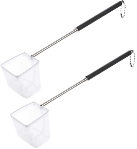 2 Pack 2 Inch Fish Tank Nets Small Fish Nets 2 Tiny Shrimp Net Aquarium with Extendable Stainless Steel Handle