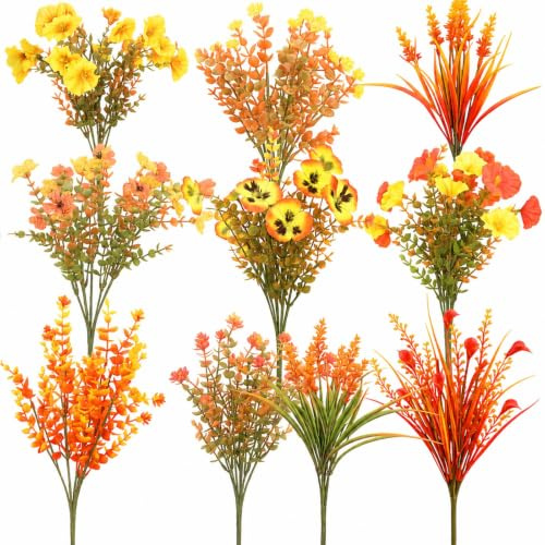 10 Ramos de Hojas Otoño, Ramas de Hojas de Arce Artificiales de Otoño