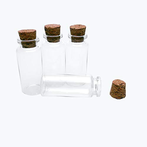 Jarvials 50pcs Mini Bouteilles En Verre Transparent Avec Bouchon En Liège, Belle Bouteille De Décoration De Fête De Mariage Flacon,Capacité 30 ml, Diamètre Extérieur 30 mm (50, 30ml)