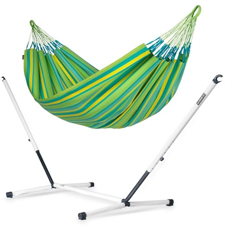 LA SIESTA® - Brisa - Kingsize + Stahl-Gestell Hängematte, handgefertigt in Kolumbien, mit 180 cm Breite für entspannte Momente drinnen und draußen. (Lime)
