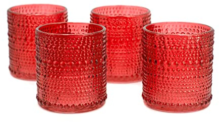 Creativery Värmeljusglas 7 x 8 cm 4 stycken värmeljushållare glas färgval: röd 250