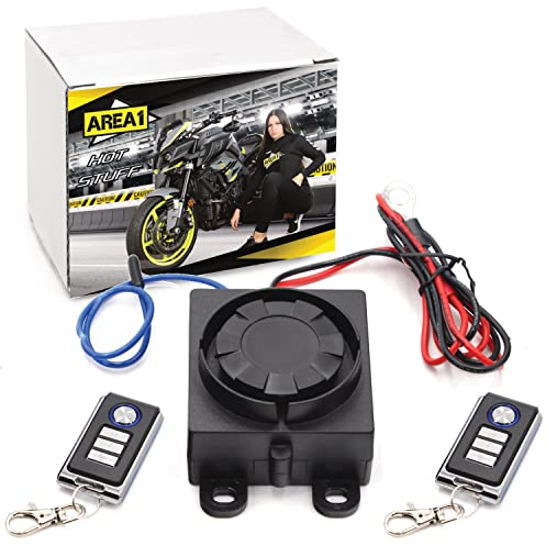 Area1 Motorrad Motorroller Alarmanlage Easy 2 Fit einfache Montage / 12V / Universal / 2 Funkfernbedienungen / 125dB / Diebstahlschutz kompatibel mit