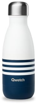 Qwetch - Bouteille Isotherme Marinière Bleu 260ml - Gourde Nomade Inox - 24h Froid et 12h Chaud - Etanche, Sans BPA & Réutilisable - Gourde isotherme pour Sport, Voyage, Bureau, Randonnée