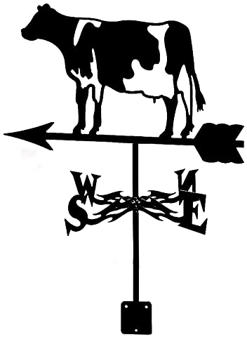 ANCNA Wetterfahne mit Kühen Windfahne Edelstahl Wetterfahne Ornament Windrichtungsanzeiger Gartenpfahl Wetterhahn Messwerkzeug