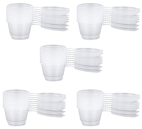 Floatdream 50 Stücke Transparenter Mini-Plastikbecher, Mini Plastikbecher mit Deckel, Schleim Aufbewahrungsbehälter, für zum Aufbewahren von Snacks, Zutaten(40ML)