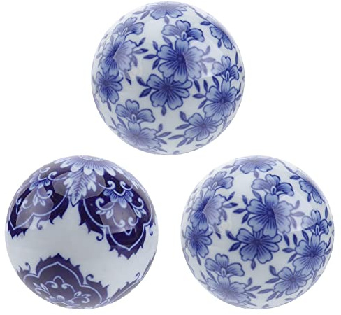 Veemoon 3st Dekokugel Aus Keramik Schwebende Kugeln Aus Porzellan Dekorative Kugeln Kugeln Chinesische Bälle Vintage-Ball Gartenkugeln Porzellankugel Rosenkugel Vase Chinesischer Stil Glas