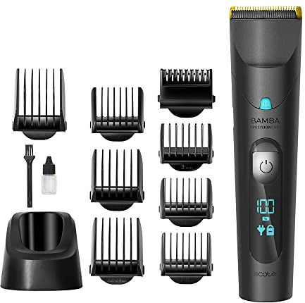 Cecotec Haarschneider Bamba PrecisionCare Wet&Dry. Lithiumbatterie, 120 Minuten Akkulaufzeit, Edelstahlklingen mit Titanbeschichtung, IPX6, kabelgebundener Modus, inklusive 8 Kämme