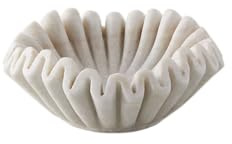 PUSHPA EXPORTS Marble Bowl Fruit Bowl, Stone Bowl Decorative Bowl Decorative Trays Marble Fruit Bowl Marble Ruffle Bowl Marble Floral Bowl Home Decor Gifts (6 inch) (Single Piece)