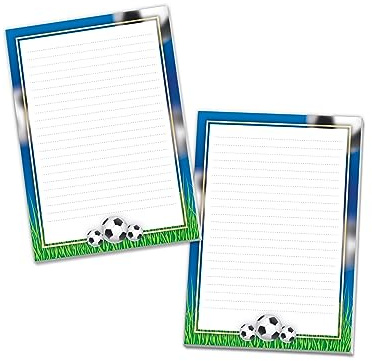 2 Briefblöcke Fußball Briefpapier Notizblock liniert für Jungen Mädchen Kinder Fussball blau (2 Blöcke A4 mit je 25 Blätter)