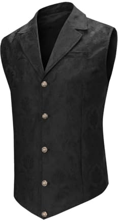 Allthemen Gilet da Abito per Uomo Gilet Formale Paisley per Feste Suit Vest Elegante Business Nero XXL