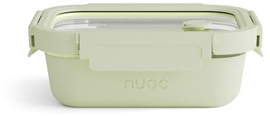NUOC Fiambrera almuerzo - Fiambrera hermética de vidrio para el trabajo, universidad, colegio. Recipiente hermético para transportar y conservar alimentos. Funda protectora de silicona - NORIE 640 ml