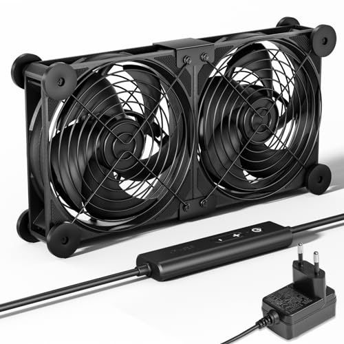 upHere Gaming Ventilateur PC 120mm Ultra Silencieux avec Contrôleur de Vitesse, AC 12V/220V Double Roller Ball, Cinq Réglable, pour PC/Playstation/TV Box, 2PCS (U2DC2-1)