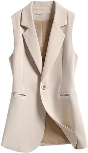 Vagbalena Gilet Lungo da Donna Cardigan da Lavoro Ufficio Gilet Lungo Cappotto Giacca Casual Leggero Senza Maniche Gilet Tops Giacca da Abito Senza Maniche