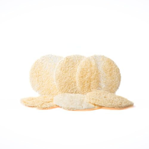 Loofahcrafts 6x Gesichtspeelingpads natürlicher ägyptischer Luffa-Pads Schwamm Gesichtsreinigung Badeschwamm Peeling-Pad Luffagurke Luffakürbis Plastikfrei Gesicht Scheuerschwamm Bad Abschminkpad