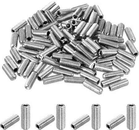QUARKZMAN 100Stk Sechskant Innensechskant Grub Schraube M6x16mm 304 Edelstahl Stahl Kopf Innensechskant Set Schrauben Flache Spitze Grosse Bolzen für Tür Griffe Licht Befestigung Reparatur
