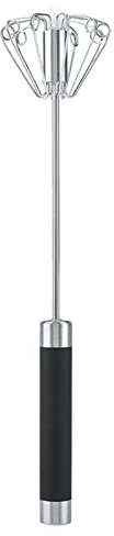 Nikou Fouet Oeuf, Manuel Batteur à Oeufs Manuel Rotatif Durables Antirouille En Acier Inoxydable Fouet Cuisine Inox pour Mélanger, Remuer la Pâte, les Œufs, Mousser, Fouetter, Argent
