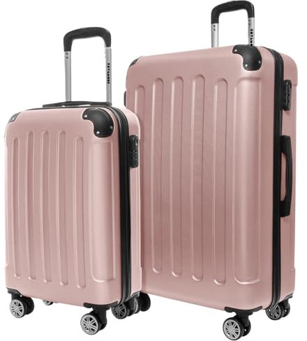 TRVLMORE Kofferset 2 Teilig Hartschale - Koffer & Trolleys Set - Koffer Set 2 - Reisekoffer Set 2 Teilig - Hartschalenkoffer Set 2 Teilig - 2 Teiliges Trolley Set - Koffer 2er Set - Rosa