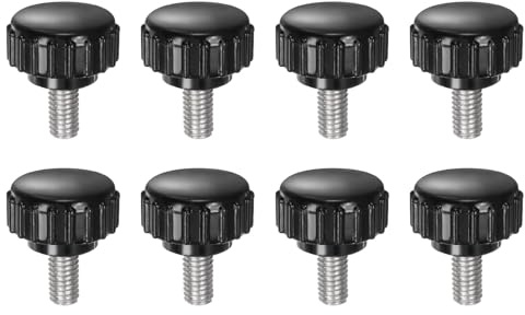 QUARKZMAN 8 Stück Rändelschraube mit Gewinde M5 x 10mm x 18mm Rundkopfschraube Edelstahl 304 Rundgriffbolzen Klemmknöpfe 18mm Handknöpfe Daumenschrauben Spannschraube für Industrie Maschine