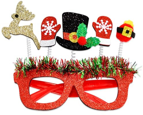 Weihnachtliche Glitzer-Party-Brillen, Rahmen, lustige Brillen, schönes Muster für Party, Make-up