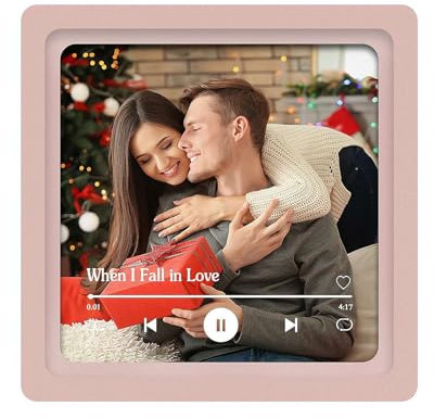 Kühlschrankmagnet mit Foto, Song und Albumcover, personalisierbare Musik-Kühlschrankmagnete, Weihnachten, Valentinstag, personalisierte Geschenke für Paare, Freundin, Freund (rosa Stil 1)