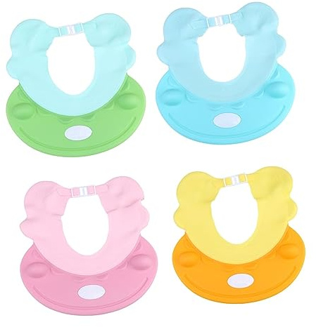 BIUDECO Babybadehaube mit Cartoon-motiv Verstellbar Babyparty Shampoohaube Ohrenschutzhaube Duschhaube zum Haarewaschen Baden und Duschen