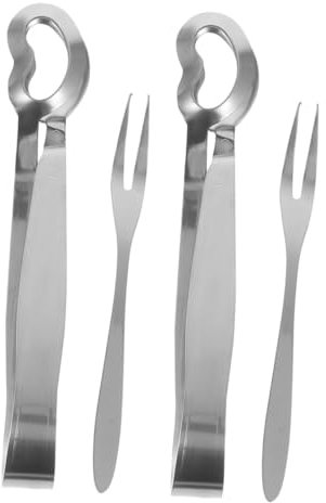 Alipis 4pezzi Pinze e Forchette in Acciaio Resistente Per Lumache Antipasti e Molluschi Utensili Da Cucina Per Servire e Raccogliere Cibo