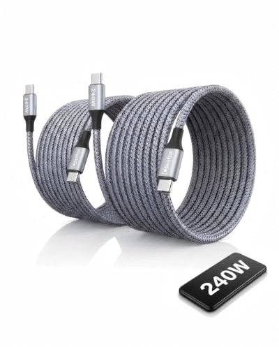 CLEEFUN 240W Cable USB C 2M Pack 2, Cable Tipo C Carga Rápida 2 Metros | Para iPhone 17, 16, 15 Pro Max Plus Air, cargador USBC MacBook iPad, Samsung Galaxy S26 S25 S24 Ultra, laptop USB-C, Pixel