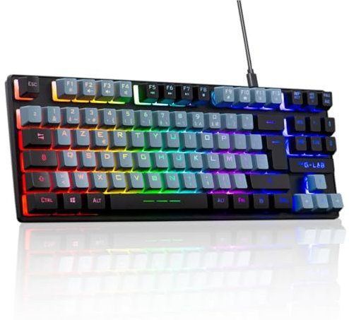 The G-Lab - Keyz Caesium TKL - Tastiera Gamer TKL 87 Tasti cablati USB AZERTY, RGB personalizzabile, Macro programmabili - Tastiera da gioco compatta senza tastierino digitale - PC/PS4/PS5/XBOX -