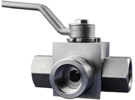Ventil Kugelhahn 1/4- 1 3-Wege-Hochdruck-Hydraulikkugelhahn L-Typ Hochdruck-Kugelhahn aus Edelstahl(3/8)