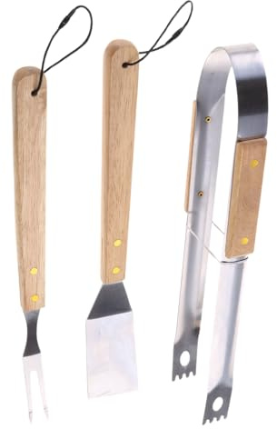 BBQ Tool Set Stainsless Steel Grills Utensils with Wooden Handle Campings Barbecues Spatulas Fork Tongs Easy to Use