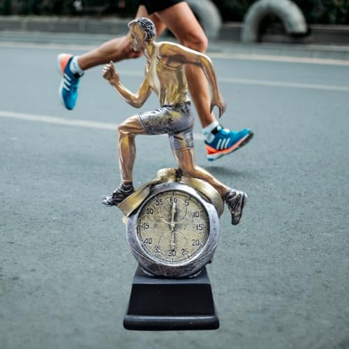 eberin · Läufer Pokal aus Resin 17 cm · Sportliche Trophäe mit Stoppuhr-Motiv · Ideal für Laufwettbewerbe · Schulmeisterschaften · Leichtathletik & Fitness-Events ‍· personalisierbar