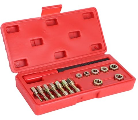 Miosugo 15 Stück Gewinde Werkzeug, Gewindereparatur Set, Reparatursatz Gewinde, Kfz Gewinde Reparatur, Gewindebohrer Set für Auto, Metrische Gewindebohrer Set