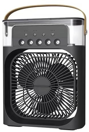 frostiq ArcticMist Air Cooler Mobile Klimaanlage 4-in-1 mit 600ml Wassertank, USB Ventilator, 3 Geschwindigkeiten, 3 Nebelmodi & 7 Farben Nachtlicht