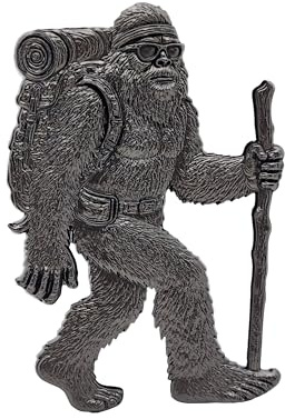 Bigfoot Camping Emblem – 3D Metal Sasquatch Badge for Cars, Campers, and Coolers (Black)