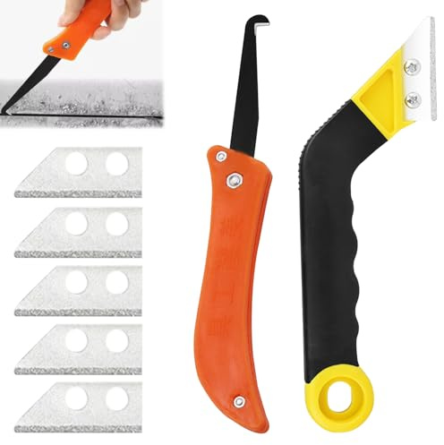 Gratte Joint Carrelage, Lot de 7 Grattoirs Joints Carrelage avec 5 Lames de Rechange et 1 Scie Coudée, Grattoir Peinture Vitre Outil Nettoyag Pour Carrelage, Cuisine, Salle De Ba