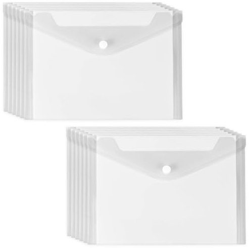 Lot de 12 Pochette Plastique A5 Transparente, 22.5x18cm, pour Bureaux