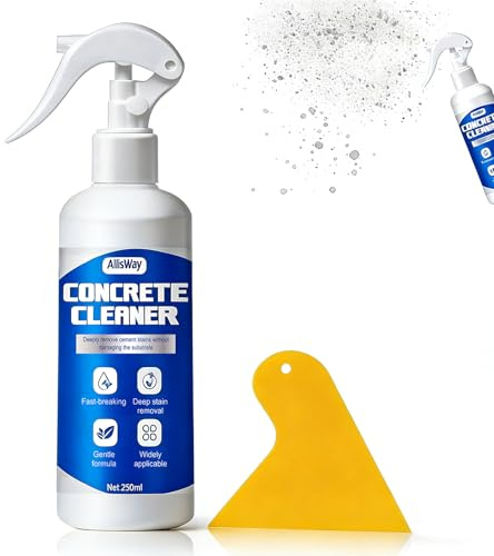 AllisWay Detergente per Cemento, Cement Remover, Smacchiatore per Cemento,Rimuove Efficacemente i Residui di Cemento, Adatto per Piastrelle, Vetro, Pavimenti e Carrozzerie di Auto, 250 ml