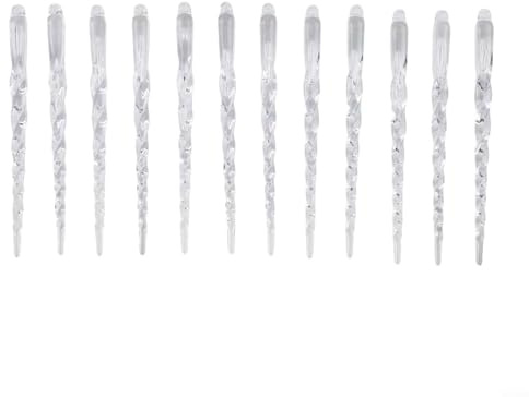 Juego de 12 adornos de carámbanos en plástico transparente con cordón, diseñados para decorar árboles de Navidad y exhibiciones de temporada (24 x B-L)